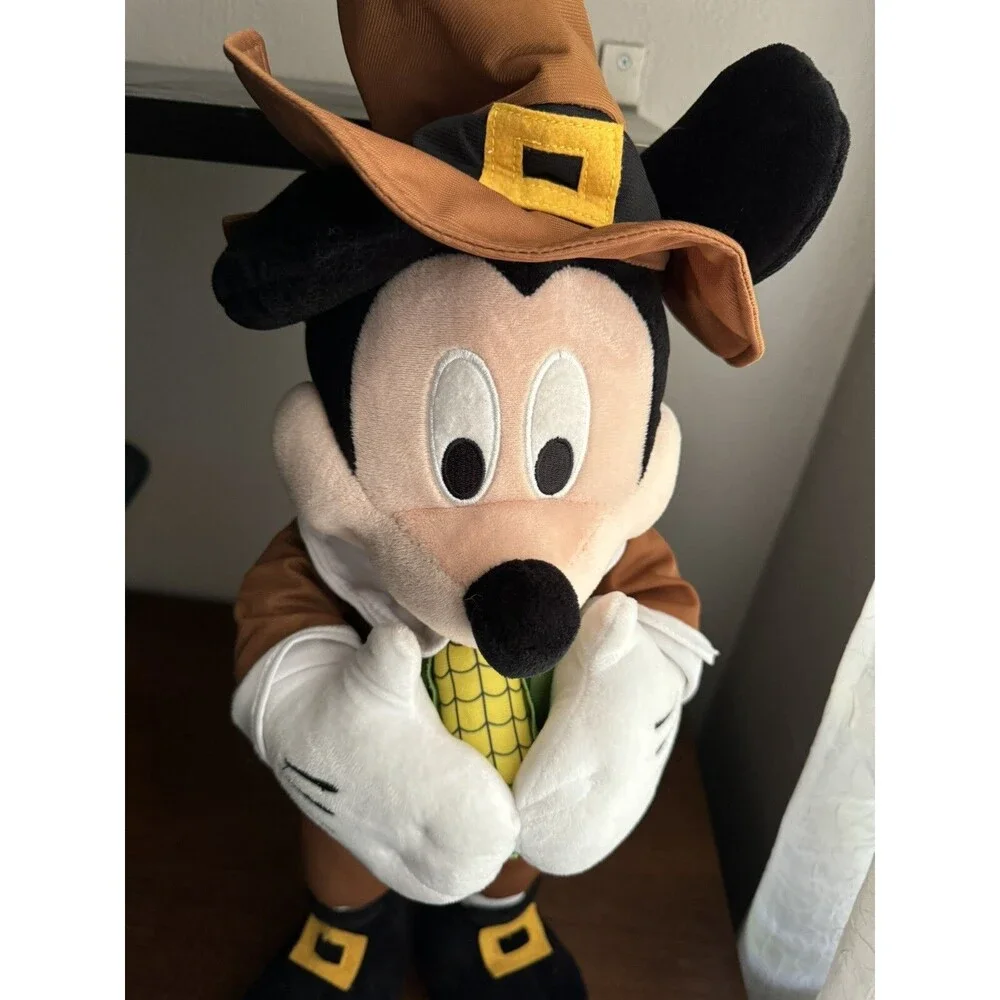 Disney Mickey Mouse Fall Holiday Thanksgiving 24” Pilgrim Greeter Home Decor EUC